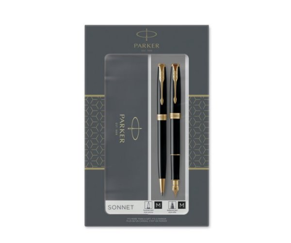 Parker Royal Sonnet Black GT, dárková sada plnicího a kuličkového pera