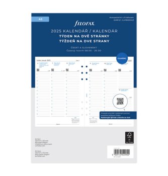 Filofax kalendář A5 2025 ČJ+SJ týden/2 stránky