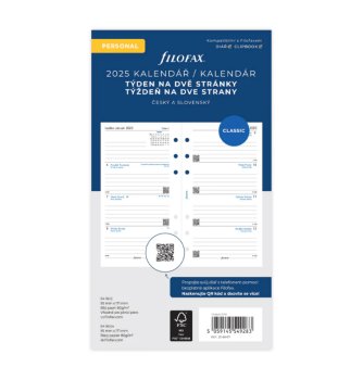 Filofax kalendář 2025 ČJ+SJ týden/2 stránky