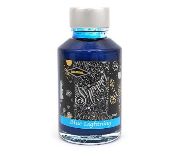 Diamine Shimmer Blue Lightning 50 ml, lahvičkový inkoust